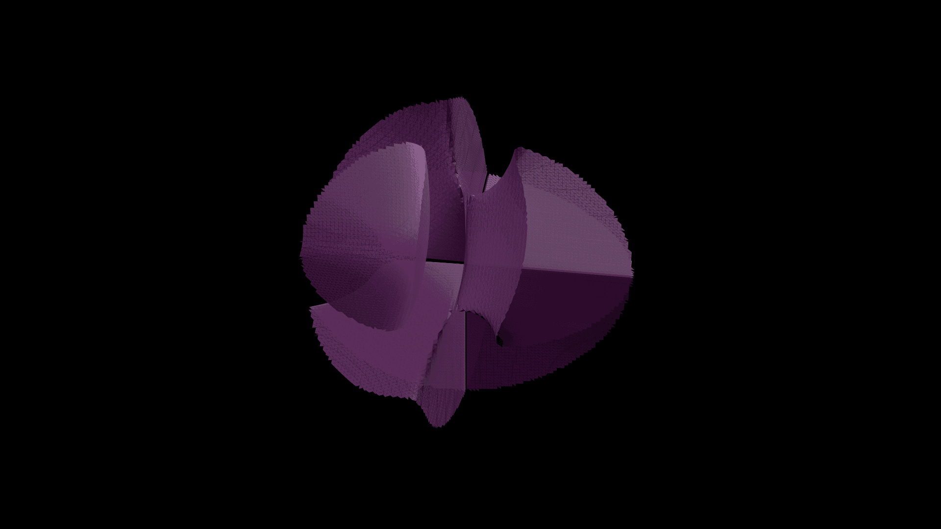 A purple real-slice rendering of the classical Enriques sextic, with folded sheets meeting along visible singular creases.